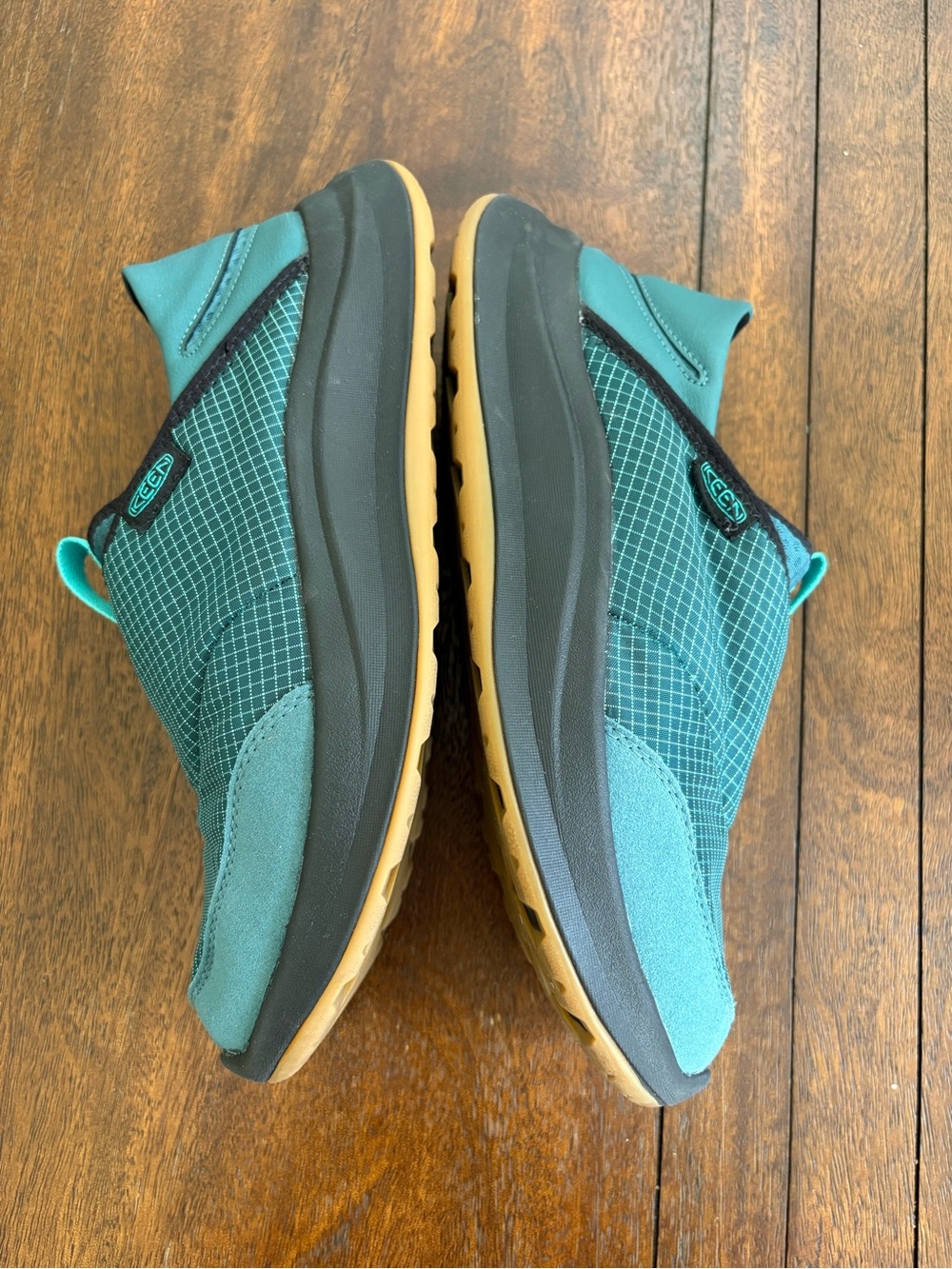 KEEN Whyser Slip On Shoes Women 9 Teal Grid Pattern Ripstop Camp Gorpcore - Picture 6 of 8